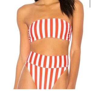 Beach riot red and white striped bikini